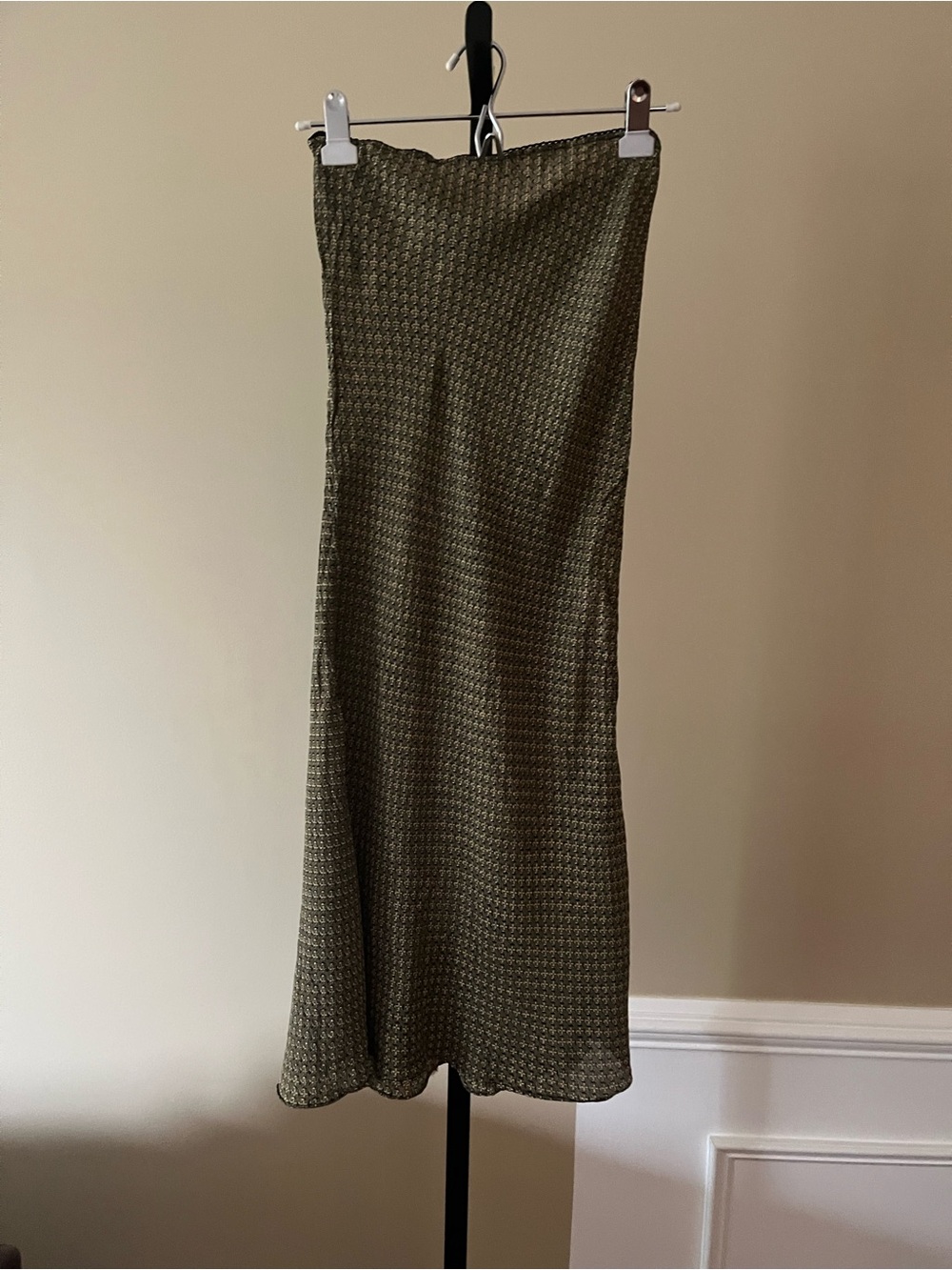 Olive Patterned Maxi Skirt - Women